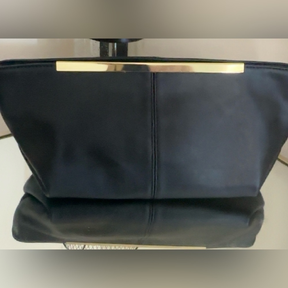 Black magnet clutch gold detail